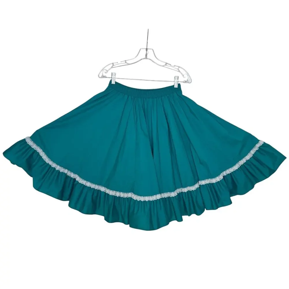 Vintage 1970s Partners Please Malco Modes Green Prairie Skirt Top Set M USA